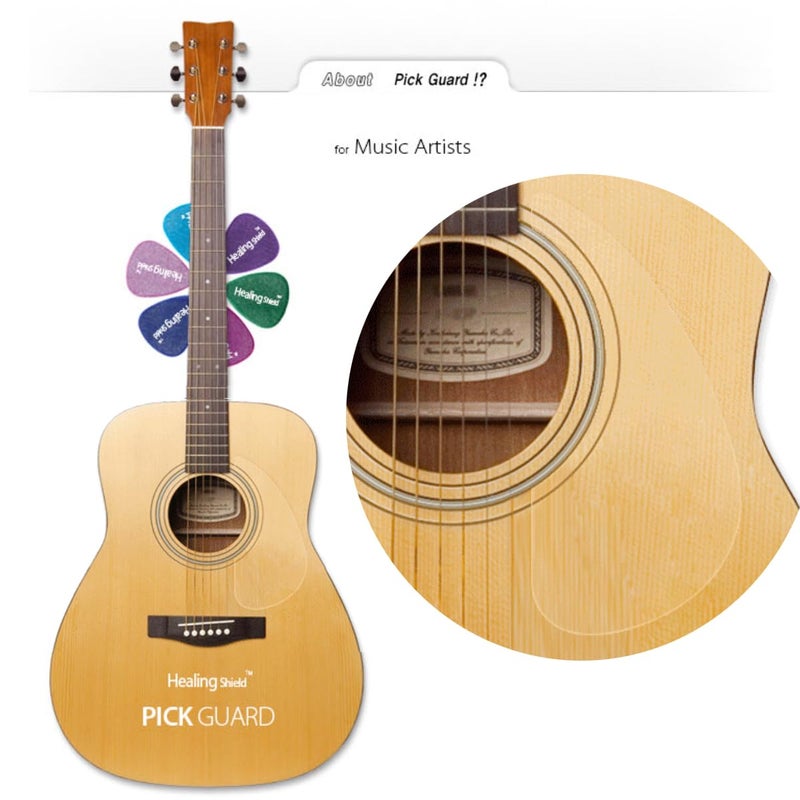 Healing shield Premium Acoustic Guitar Pickguard Pick Guard, Transparent Self-Adhesive, Scratch Resistant Protection Coating, Anti-Dust, Anti-Fingerprint, Made in South Korea, Clear Matte, Basic Type - Image 2